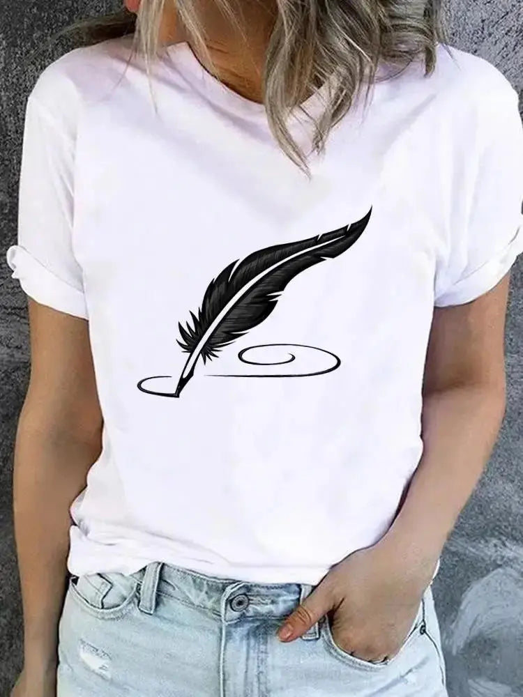 Clothes Women Butterfly Trend Lovely Cute Graphic Short Sleeve T-shirt Ladies - Suncollections