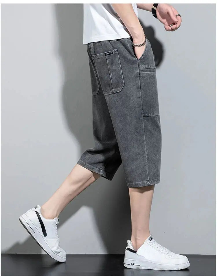 new Mens Summer Denim Short Men Jeans Fashion Streetwear Hip Hop Long 3/4 Capri Cargo Shorts bermuda masculina ropa hombre Suncollections