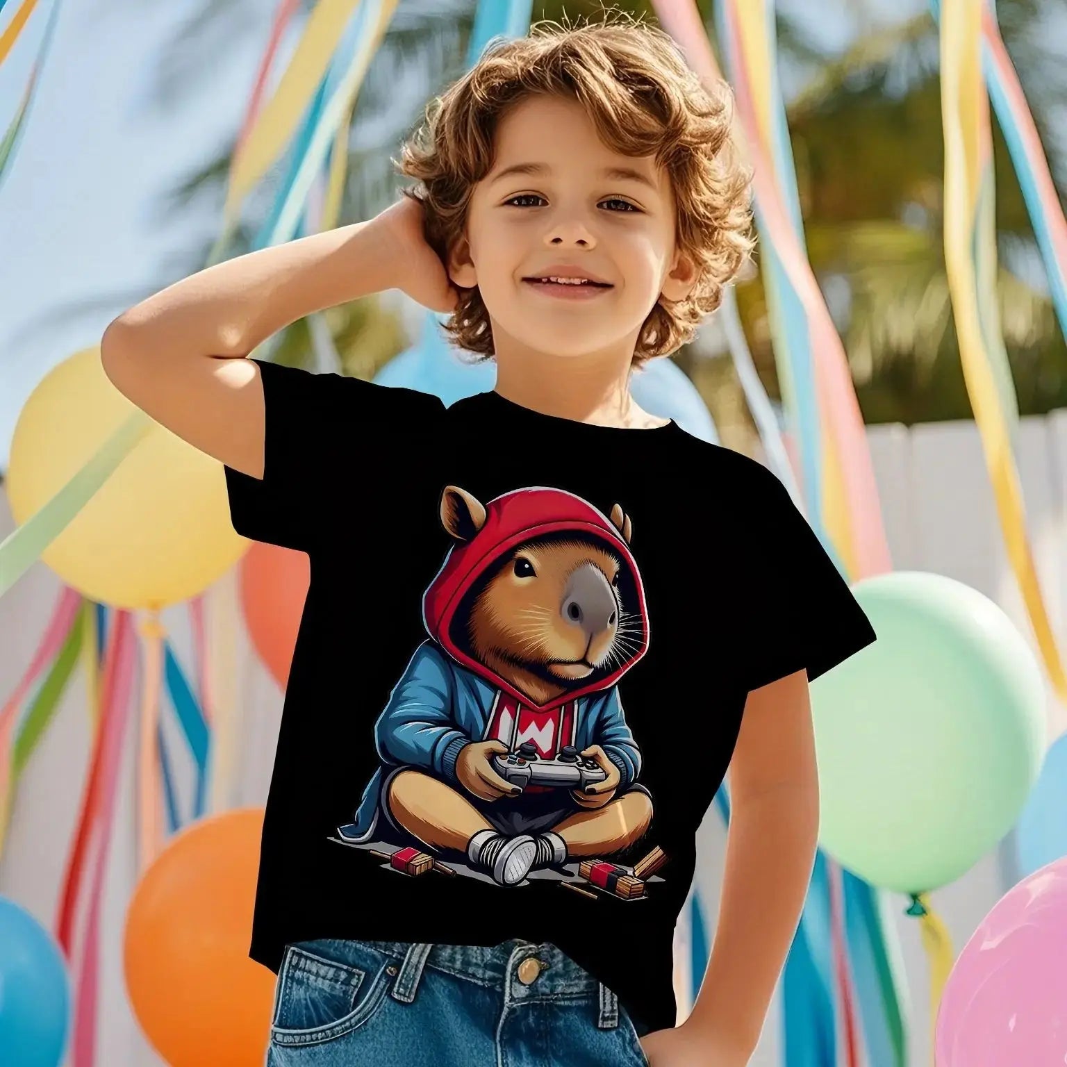 Cute Capybara Graphic Children's Clothing Boys Tshirt Summer Short Sleeve Casual Daily Kids Girls Clothes T-Shirt O-Neck Tops - Suncollections