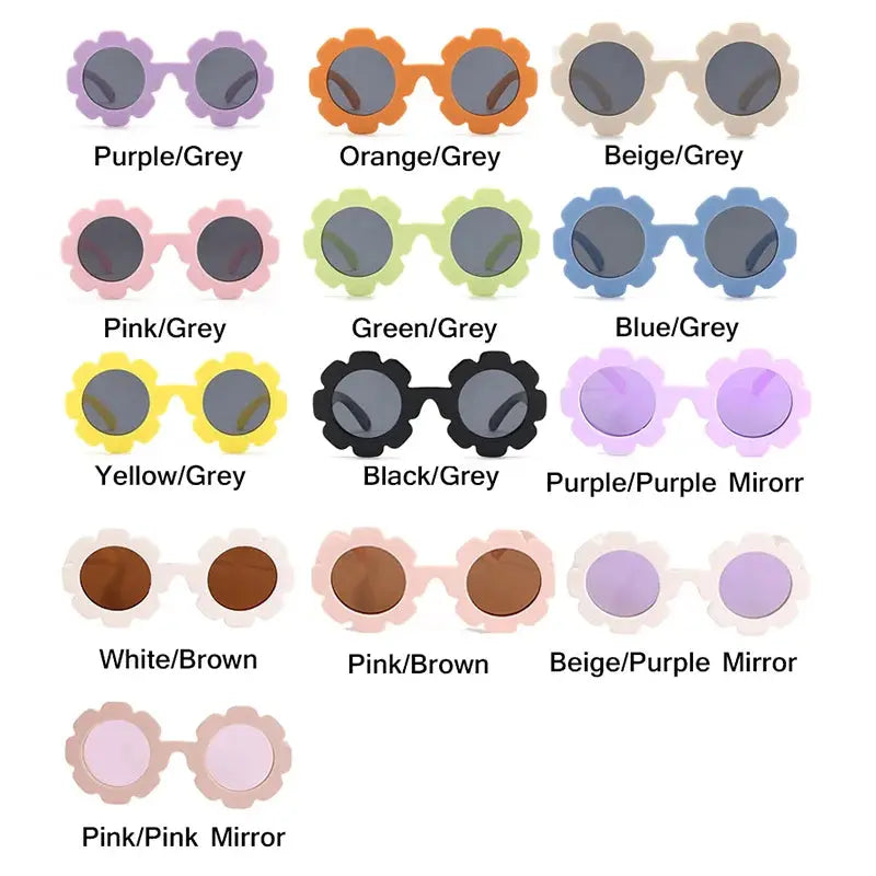 0-24 Months Baby Polarizrd Round Sun Flower Flexible Bendable Flower Baby Polarized Sunglasses with Strap for Newborn Infant - Suncollections