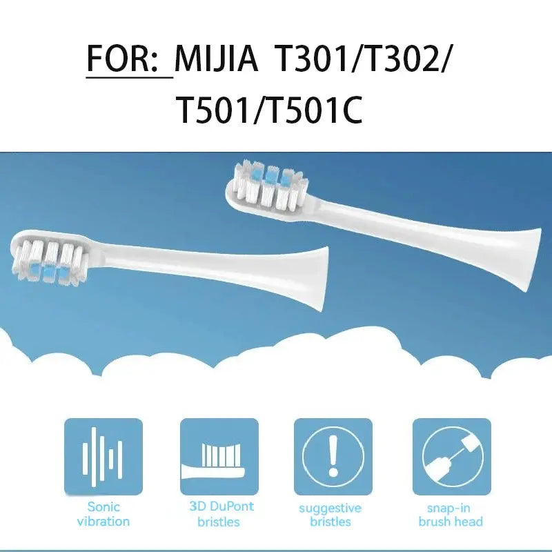 Replacement Toothbrush Heads for MIJIA T301/T302/T501 Sonic Electric Tooth Brush DuPont Bristle Nozzles With Vacuum Packaging - Suncollections