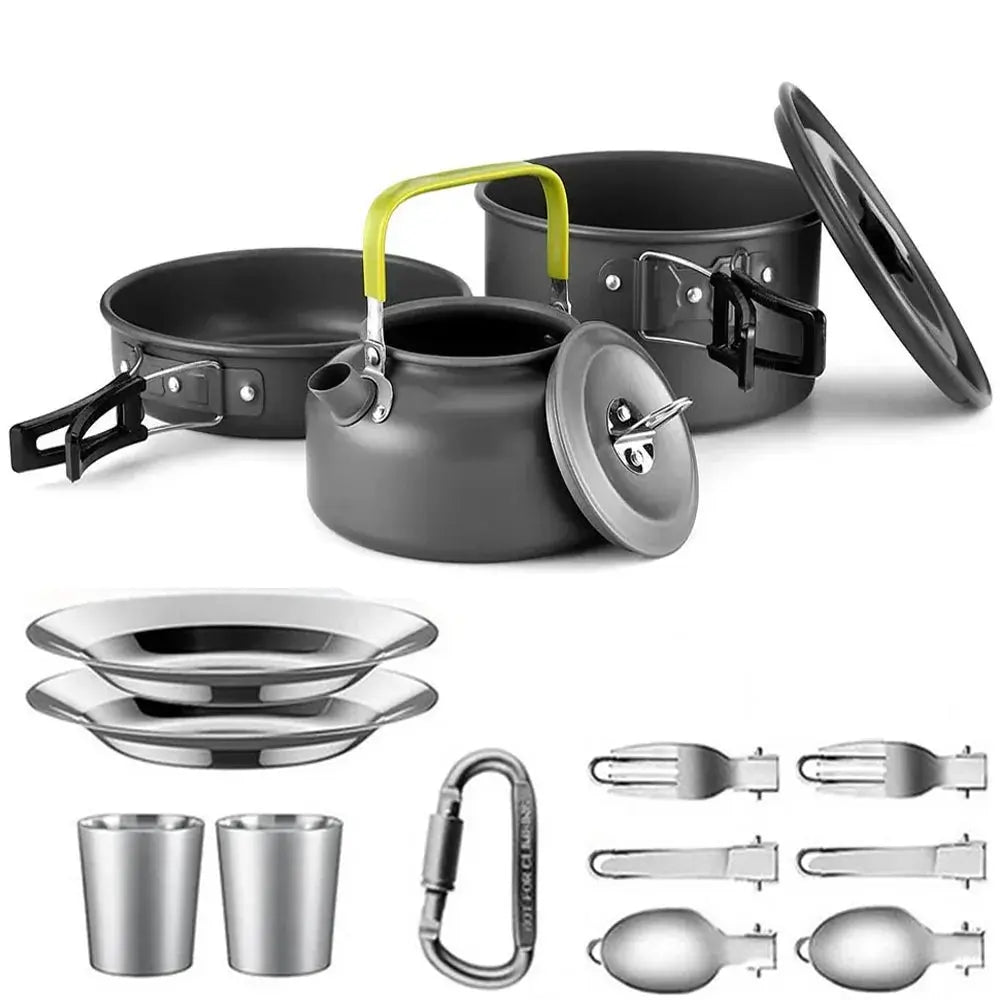 Camping Cooking set Camping Cookware Travel Tableware Outdoor Picnic Set Teapot For 2-3 Peaple Non-stick pots assorted sets - Suncollections