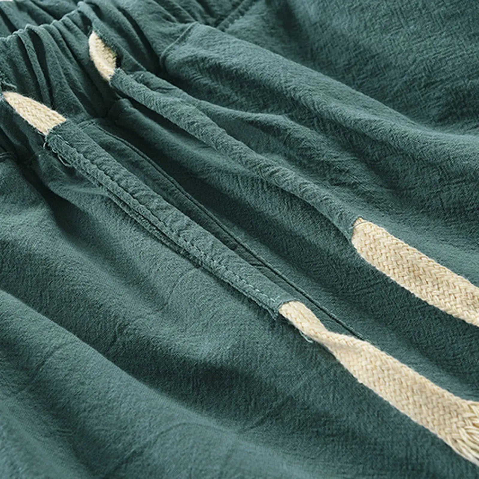 Cotton Linen Men'S Loose Tie Casual Pants Elastic Waist Beach Pants Linen Cropped Pants Suncollections