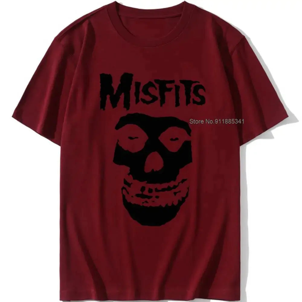 new men's hip-hop punk skull misfits brand cotton short-sleeve T-shirt marve - Suncollections