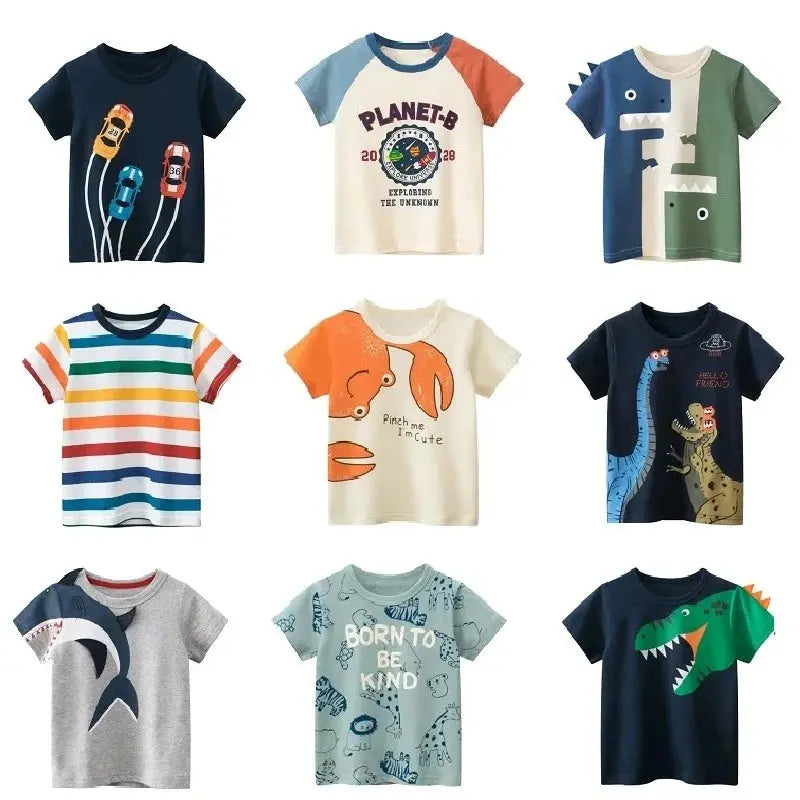 Children Short Sleeve T-shirts Korean Version Kids Clothing Boy Baby Cotton Tees 2-9 Years Summer Cartoon Tops - Suncollections