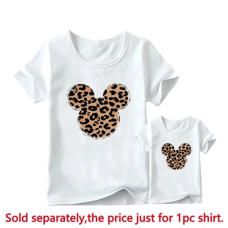 New Mother Kids Tshirts Funny Minnie Mouse Family Matching Outfits Summer White Short Sleeve Mother Daughter Matching Clothes - Suncollections