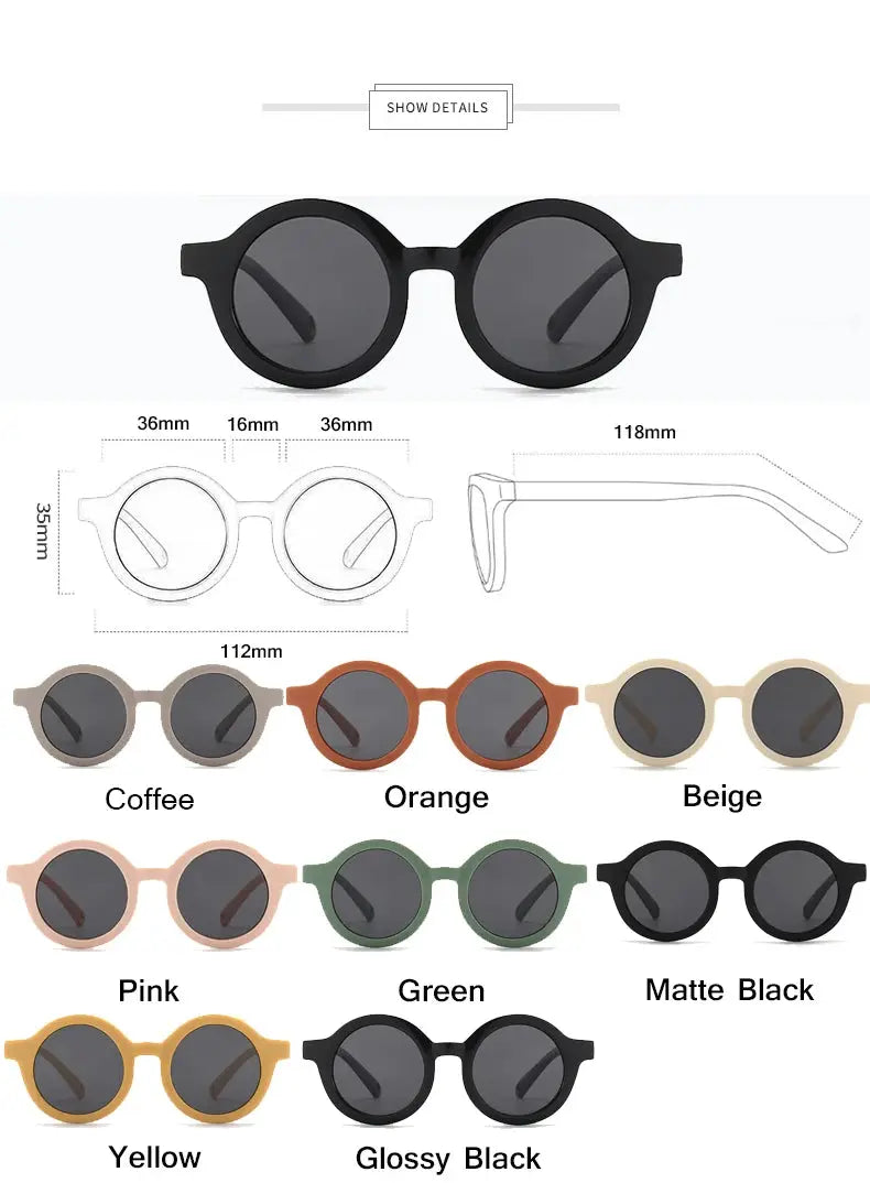 Baby Polarized Round Sunglasses Flexible Rubber Shades with Strap for Toddler Newborn Infant Ages 0-36 Months - Suncollections