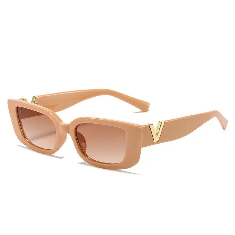 Retro Rectangle Sunglasses Women/Men Unisex with Fashion V-shaped Foots Outdoor Sunshade - Suncollections