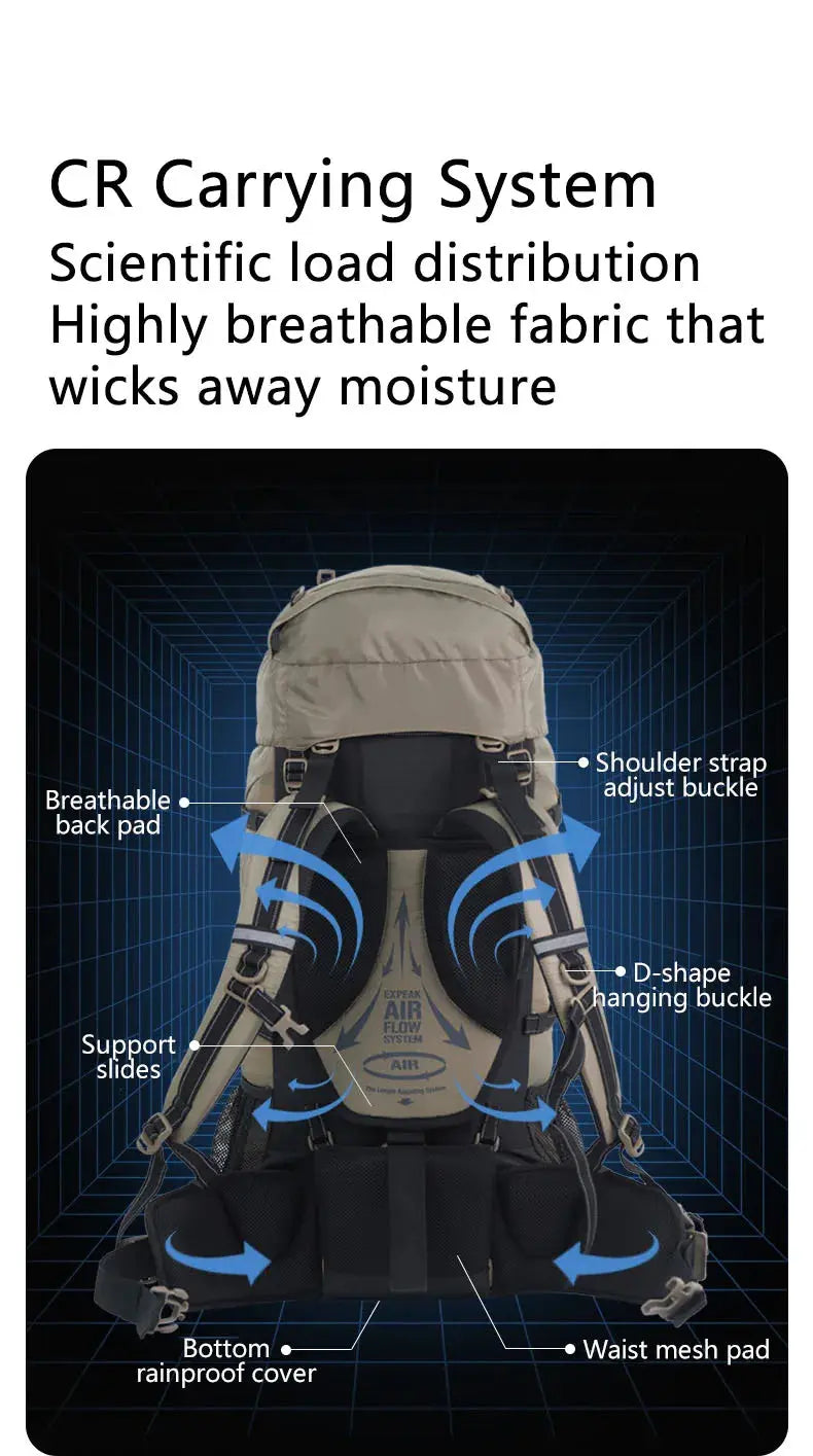 Naturehike 70L Camping Backpack Ergonomic Large Capacity Hiking Bags For Man With Rain Cover Outdoor Travel Trekking Backpacks - Suncollections