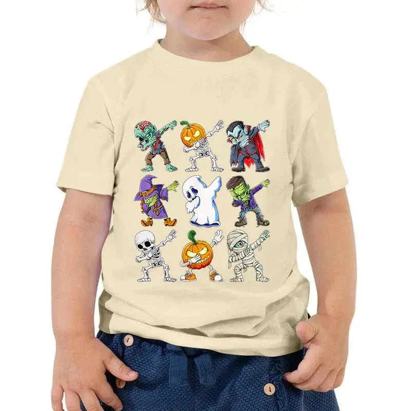 Kids Halloween T Shirt Skeleton Zombie Pumpkin Monster Dabbing T-Shirts Round Neck Funny Summer Halloween Boys Girls New Tshirt - Suncollections