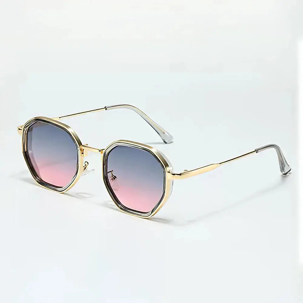 2025 New in Vintage Sunglasses for Women Modern Fashionable Octagonal Glasses with Black Lenses Golden Edging Sun Glasses - Suncollections