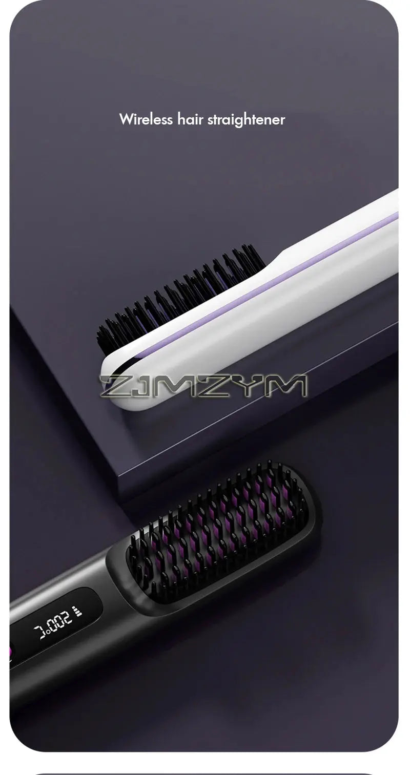 Wireless Hair Straighter Portable Flat Hair Straightener With LCD Screen Digital Display Straight & Curly Hair Hairdressing Tool Suncollections