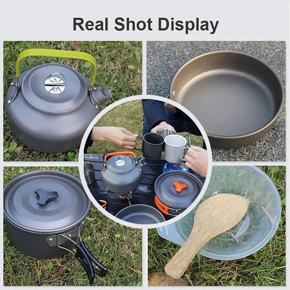 Camping Cooking set Camping Cookware Travel Tableware Outdoor Picnic Set Teapot For 2-3 Peaple Non-stick pots assorted sets - Suncollections