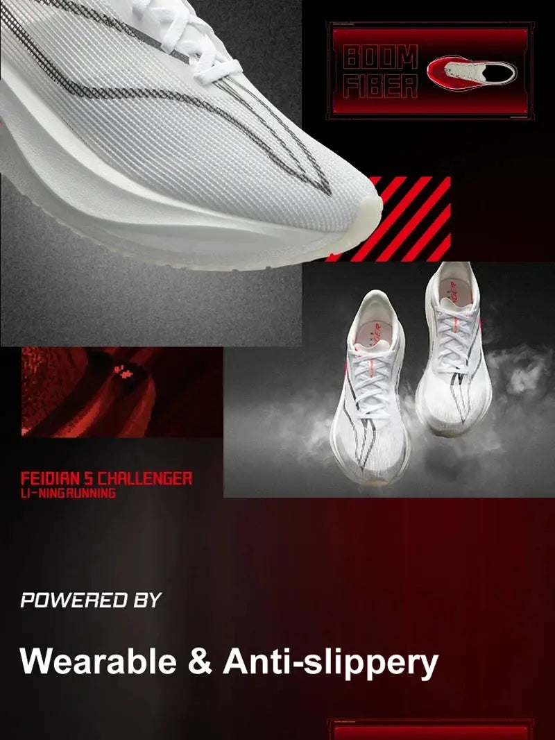 Li-Ning Women FEIDIAN 5 CHALLENGER Racing Running Shoes CARBON-FIBER PLATE BOOM Cushion Sport Shoes Breathable Sneakers ARMV002 Suncollections