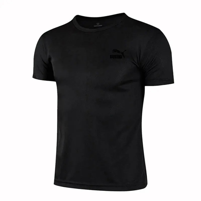 Men's Casual T-shirts Summer Quick Dry Breathable Round Neck Short Sleeve Elastic Outdoor Training Hiking Run T-shirts - Suncollections