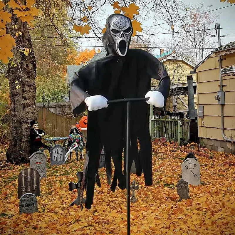 Garden Ghostface Scarecrow Halloween Decor Outside Hanging Scary Ghost Scarecrow Decorations Creative Courtyard Bird Repeller Suncollections