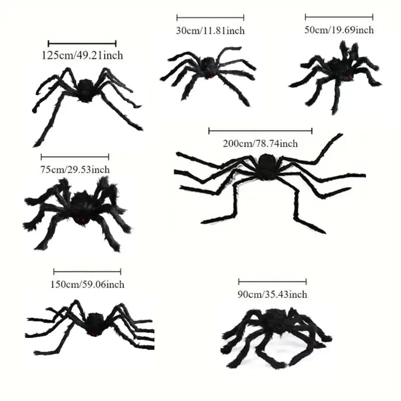 Halloween Big Plush Spider Horror Halloween Decoration Party Prop Outdoor Giant Spider Decor 30-200cm Chamber Prank Black Spider Suncollections