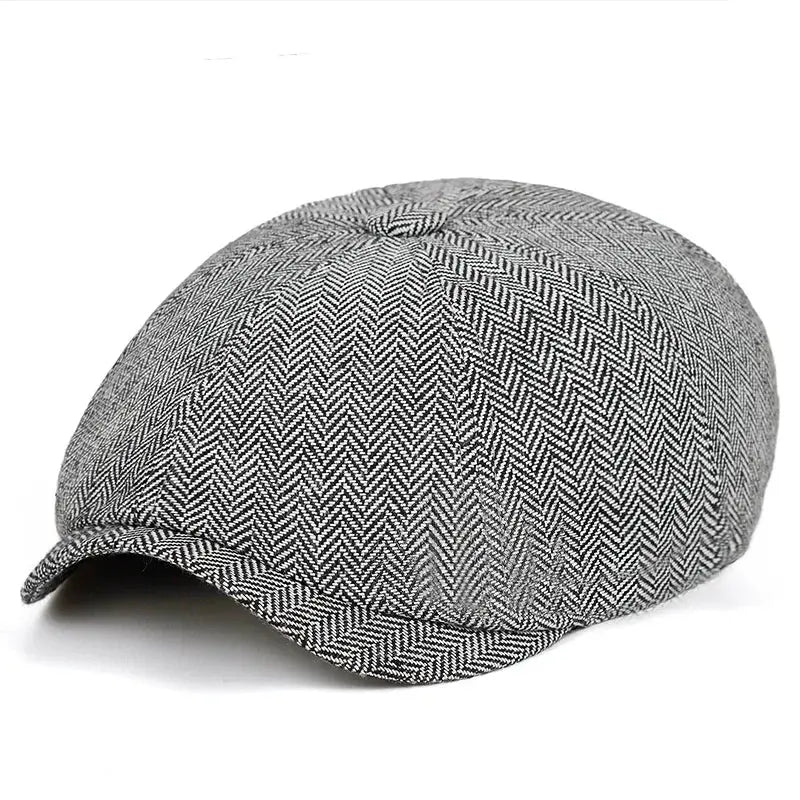 Men Newsboy Hats Peaky Autumn Vintage Herringbone Octagon Cap Women Casual Stripe Berets Gatsby Flat Hat - Suncollections