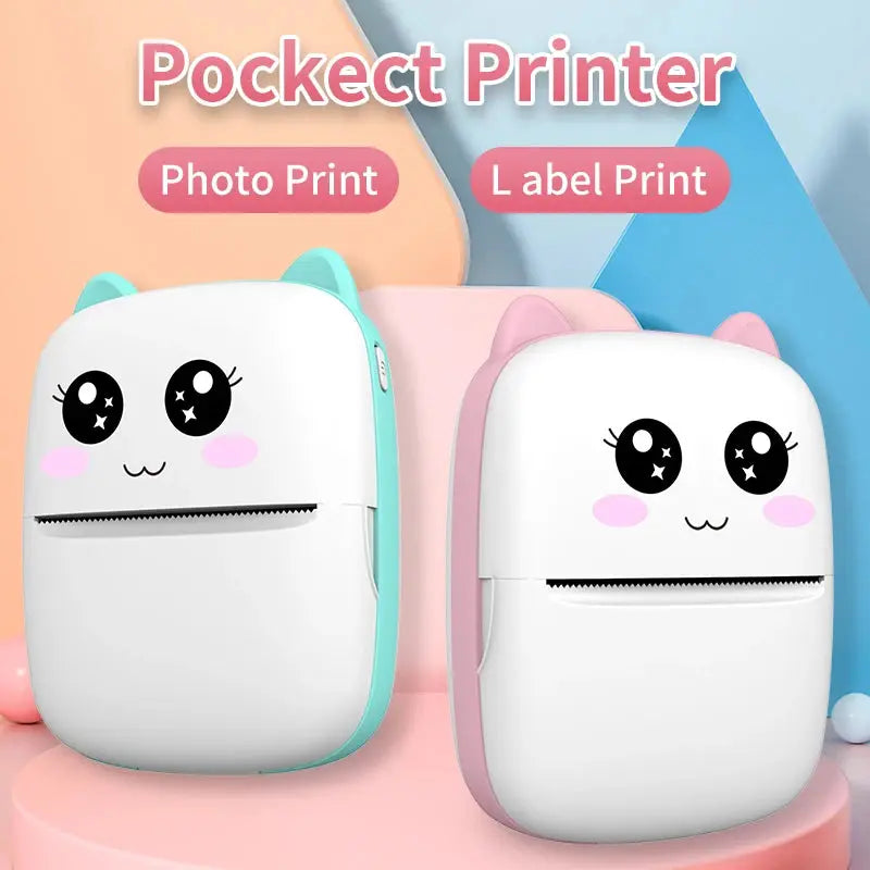 Mini-printer, Thermal Printer Ink-free Portable Sticker Printer Compatible with IOS and Android, Wireless Photo Printing Tags Suncollections
