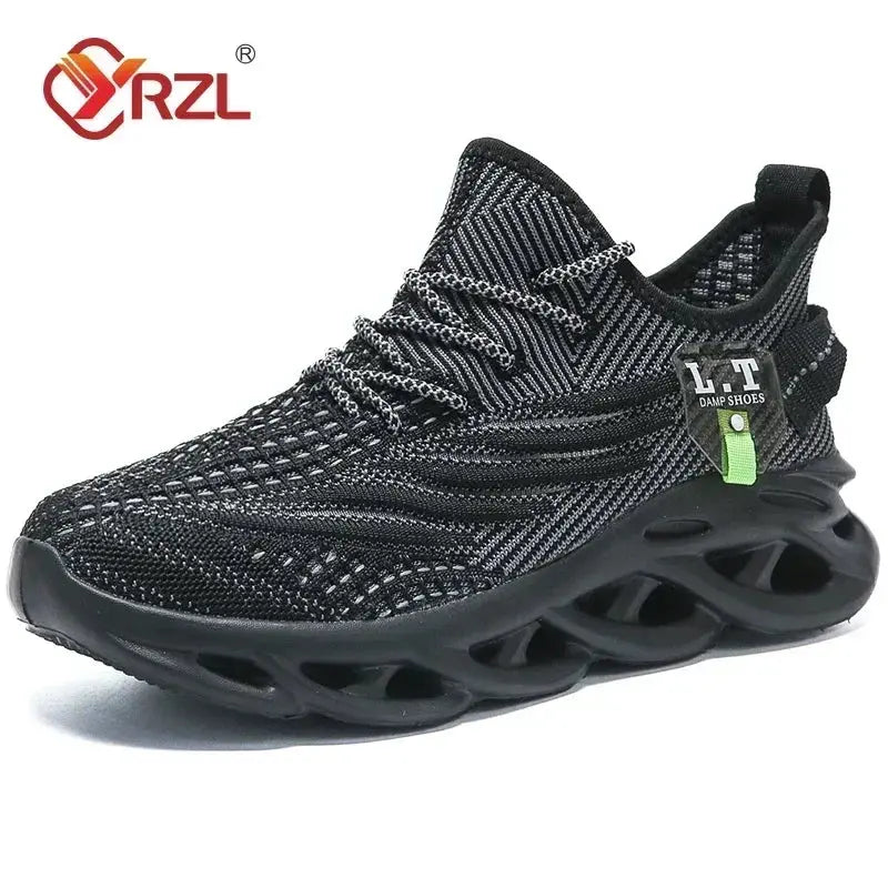 YRZL Men Sports Running Black Jogging Shoes Casual Sneakers Outdoor Breathable Mesh Women Light Shock-absorption Black Tennis Suncollections
