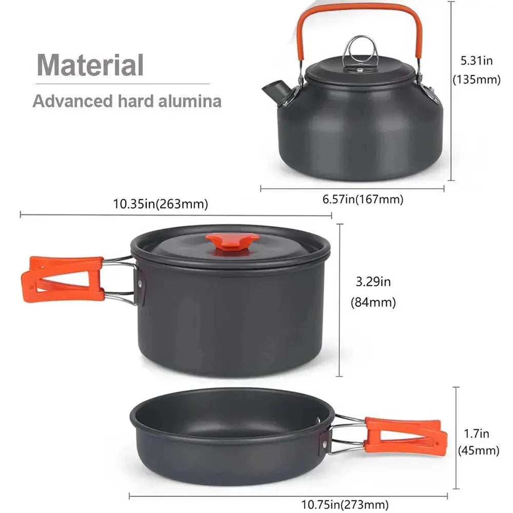 Camping Cooking set Camping Cookware Travel Tableware Outdoor Picnic Set Teapot For 2-3 Peaple Non-stick pots assorted sets - Suncollections