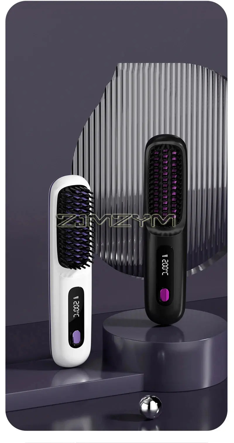 Wireless Hair Straighter Portable Flat Hair Straightener With LCD Screen Digital Display Straight & Curly Hair Hairdressing Tool Suncollections