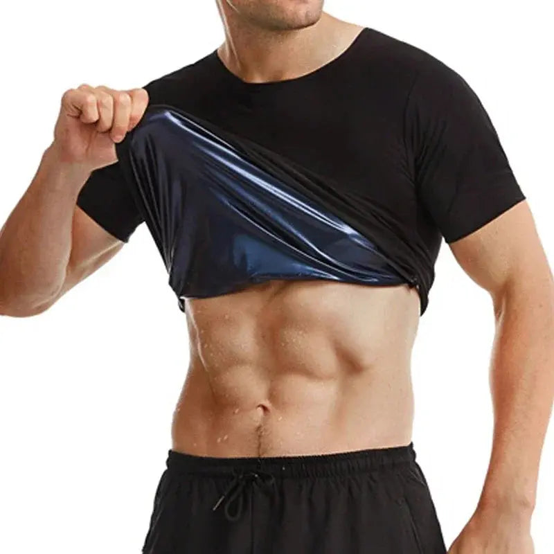 Sauna Sweat Shirt for Men Short Sleeves Body Shaper Gym Exercise Fitness - Suncollections
