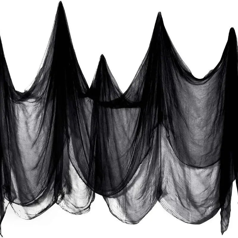 Halloween Decoration Gauze Black White Tattered Cloth With Blood Stains Stained Cloth for Decor Haunted House Secret Rooms Props Suncollections