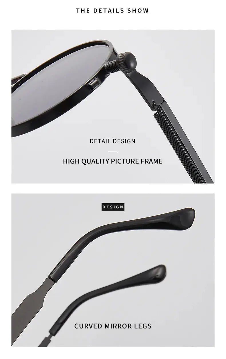 Retro Men Punk Style Sunglasses Colorful Round Metal Frame Women Fashion Sunglasses Uv400 2023 - Suncollections