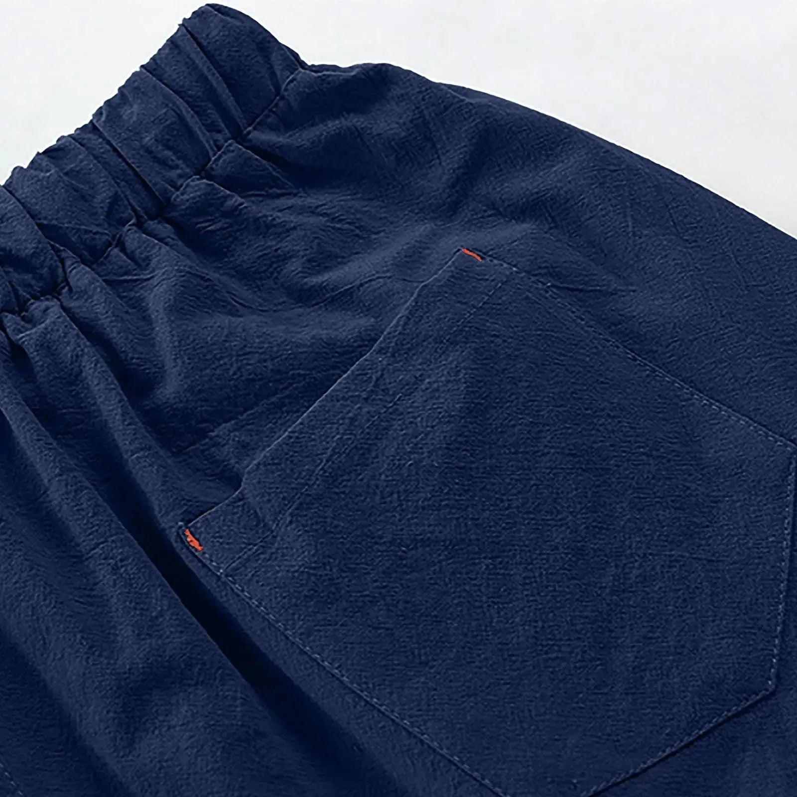 Cotton Linen Men'S Loose Tie Casual Pants Elastic Waist Beach Pants Linen Cropped Pants Suncollections