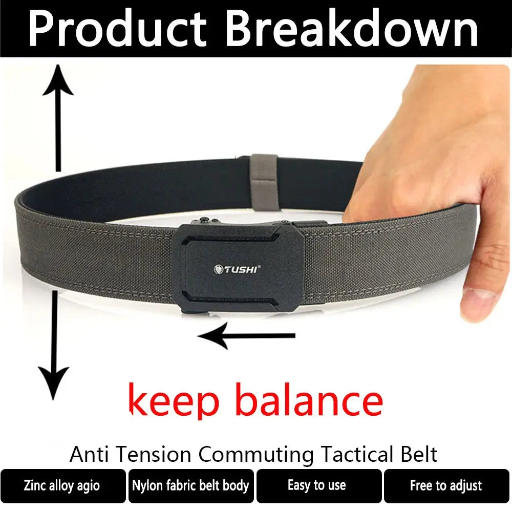 TUSHI Mens Belt Automatic Metal Buckle IPSC Gun Belt Tactical Canvas Webbing Military Belt Outdoor Work Business Belt Nylon Belt - Suncollections