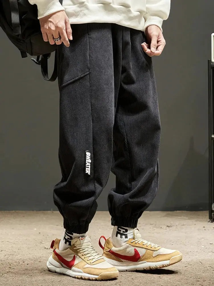 Corduroy Japenese Joggers Pants Men Baggy Casual Long Trousers Ankle-Length Sport Sweatpants Y2k Techwear 2025 New Suncollections