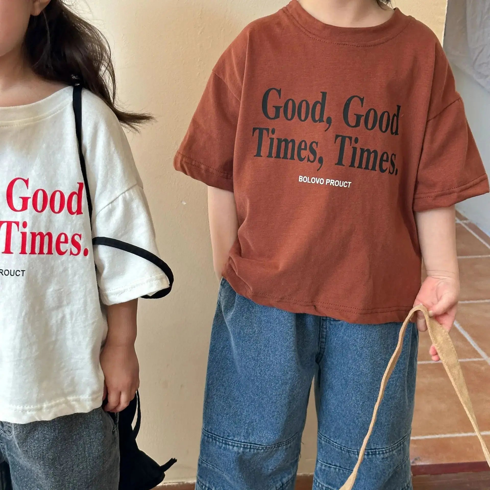 2024 Summer Fashion Loose Girl Children Letter Print T-shirt Boy Baby Cotton Short Sleeve Tees Kid Casual Tops Toddler Clothes - Suncollections