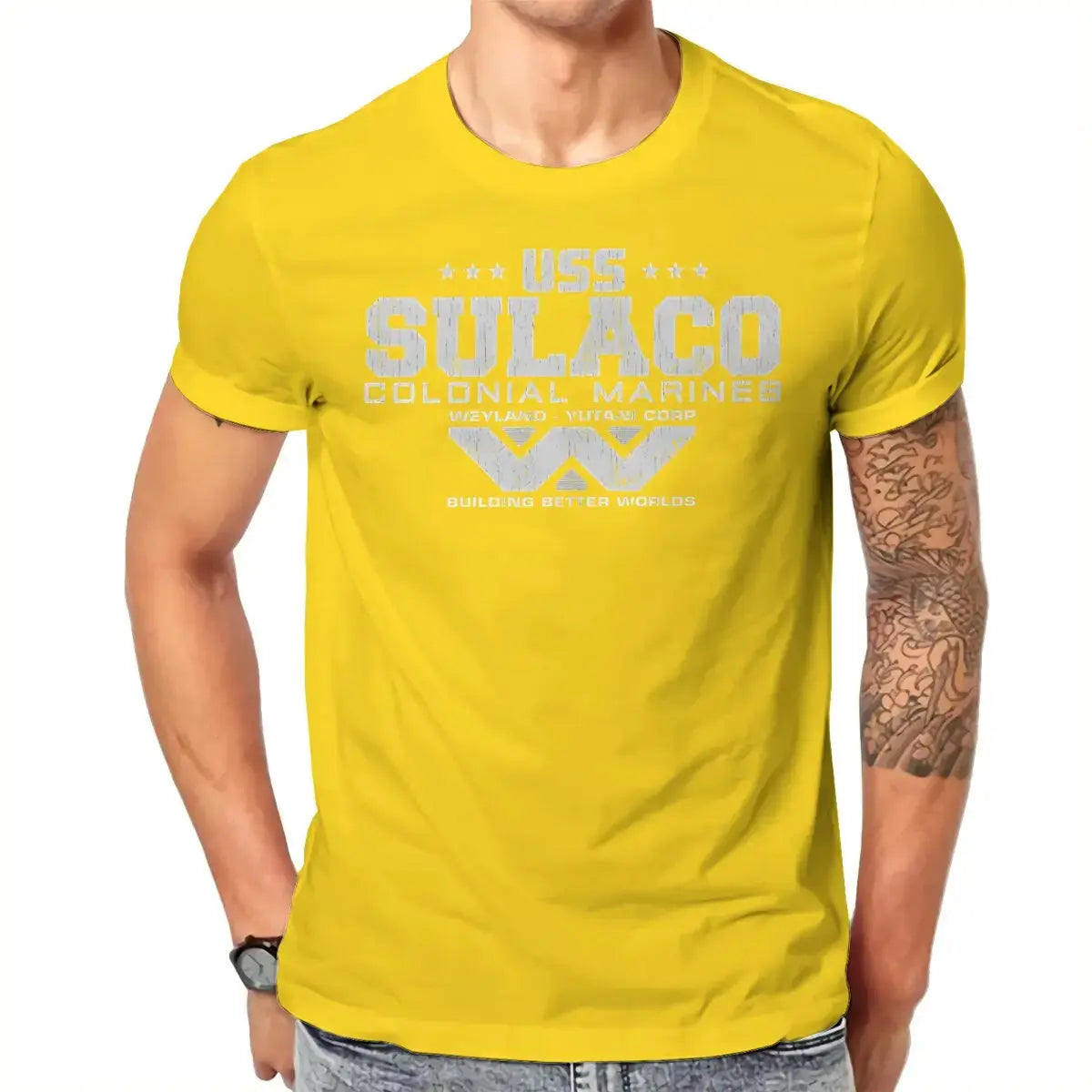 Colonial Marines USS Sulaco Tshirt Homme Men's Clothes Cotton T Shirt For Men - Suncollections