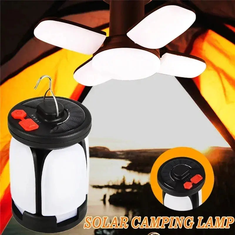 High Power Solar LED Camping Lantern Rechargeable 4500mAh 1000LM Emergency Power Bank Foldable 6 Light Modes for Camping Fishing - Suncollections