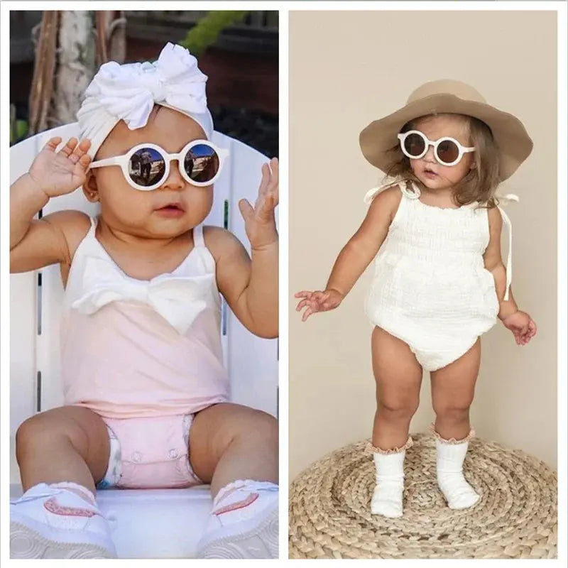 Baby Polarized Round Sunglasses Flexible Rubber Shades with Strap for Toddler Newborn Infant Ages 0-36 Months - Suncollections
