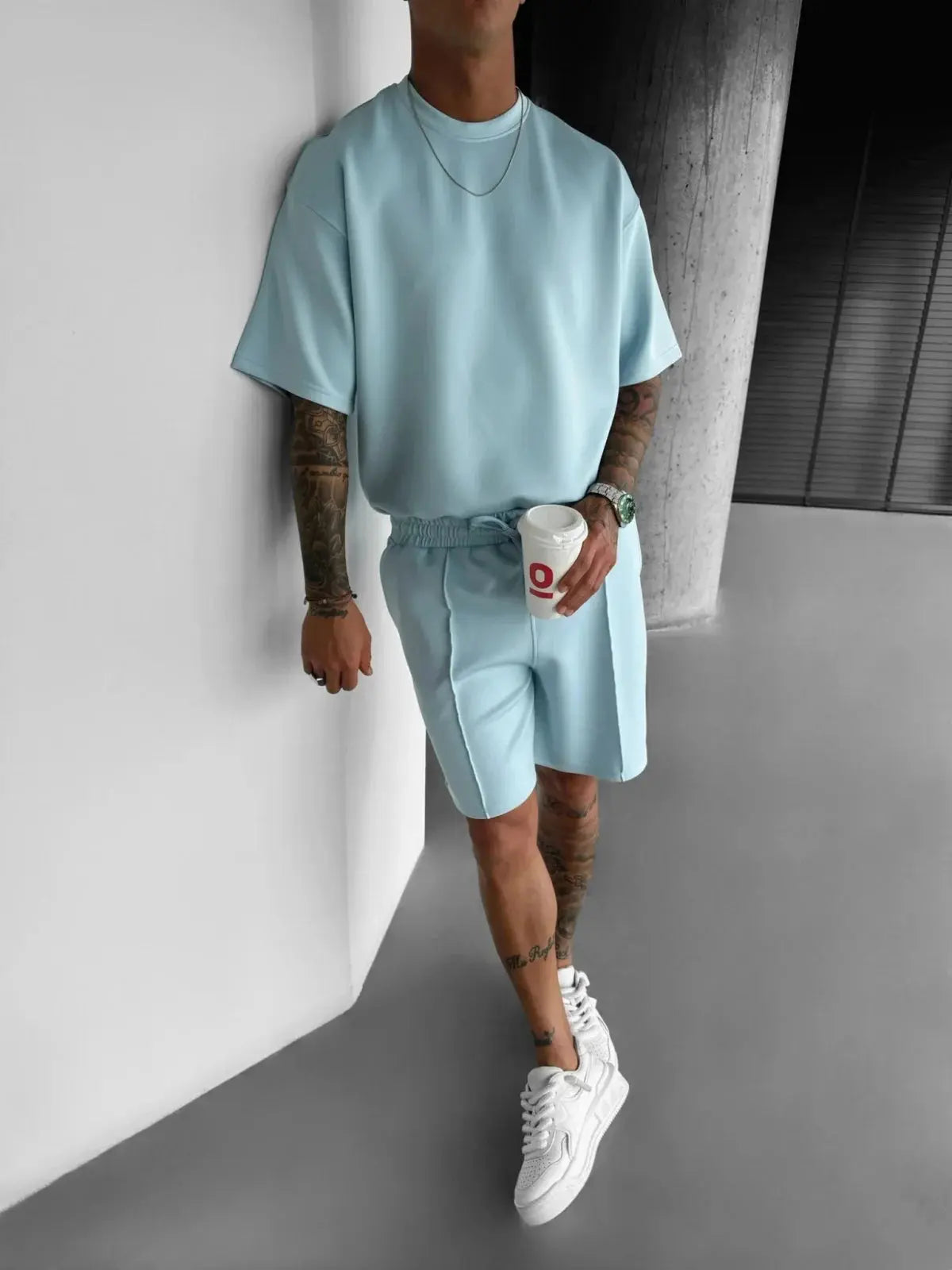 Men 2025 summer fashion sports design sense simple casual solid color quick drying short-sleeved T-shirt trend clothes - Suncollections