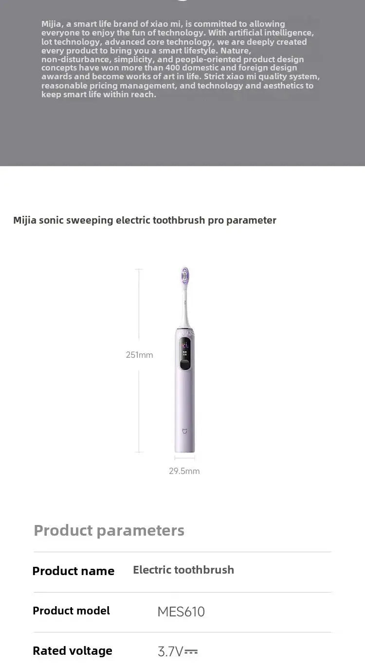 Xiaomi Mijia Sonic Sweep Vibration Electric Toothbrush Pro Intelligent Tooth Surface Recognition Digital Display Reminder - Suncollections