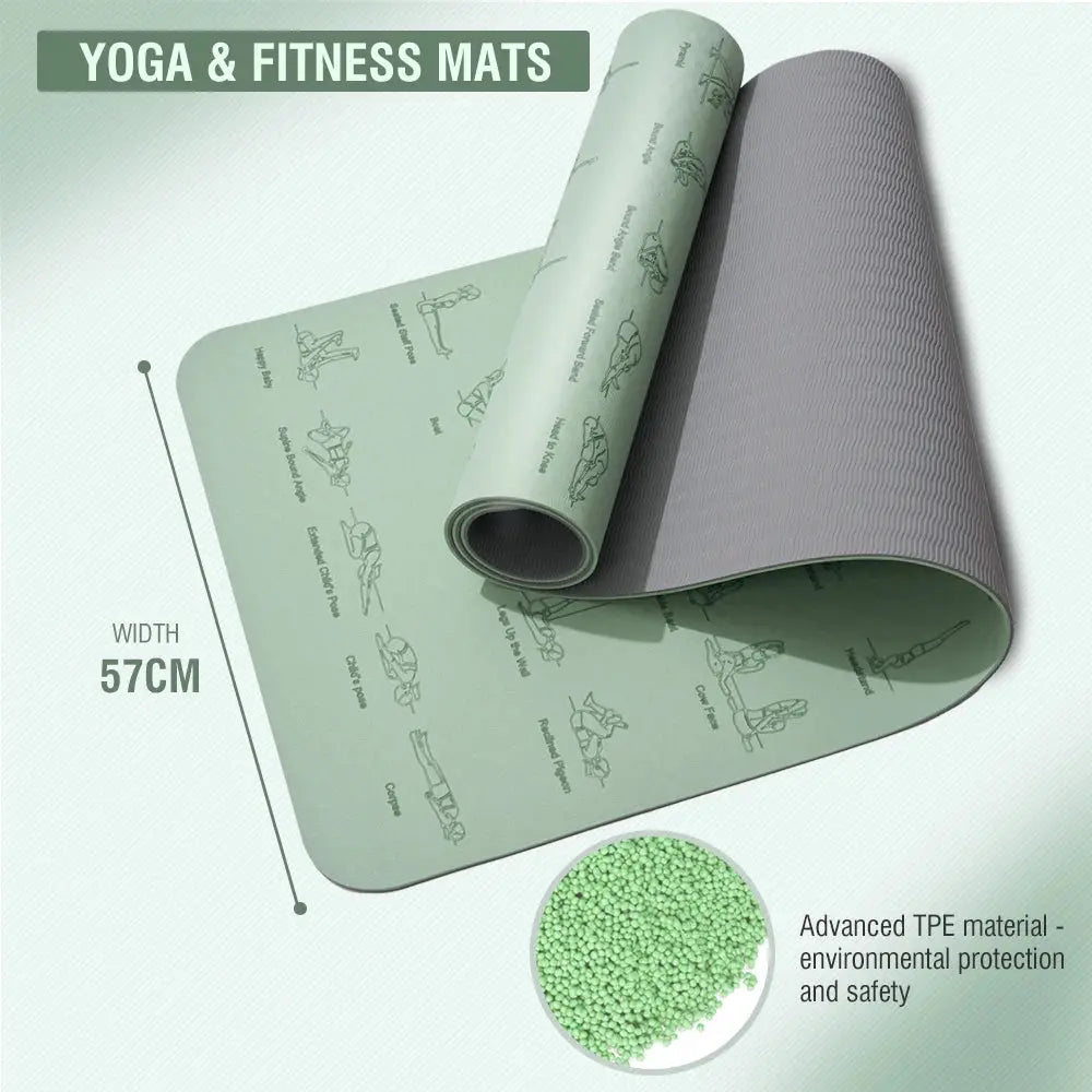 TPE Yoga Mat 183cm*57cm Eco-friendly Non-Slip Sports Fitness Mat For Exercise Yoga And Pilates Gymnastics Mat Fitness Equipment - Suncollections