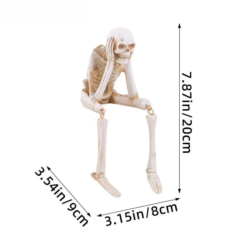 Halloween Statues Resin See Speak Hear No Evil Skeleton Figurines Resin Realistic Skull Decor for Bookshelf Table Edge Ornament Suncollections
