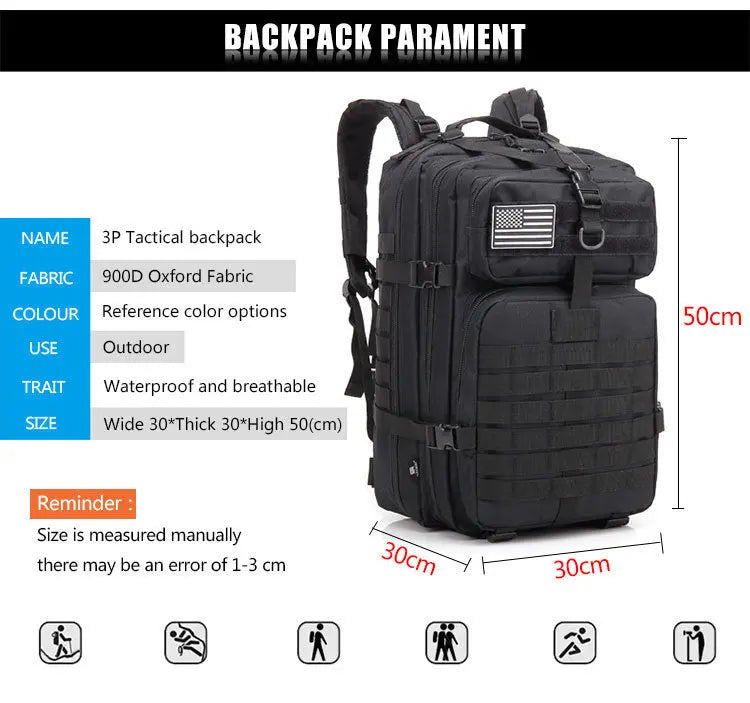 50L Man Tactical Backpacks Outdoor Traveling Bag - Suncollections