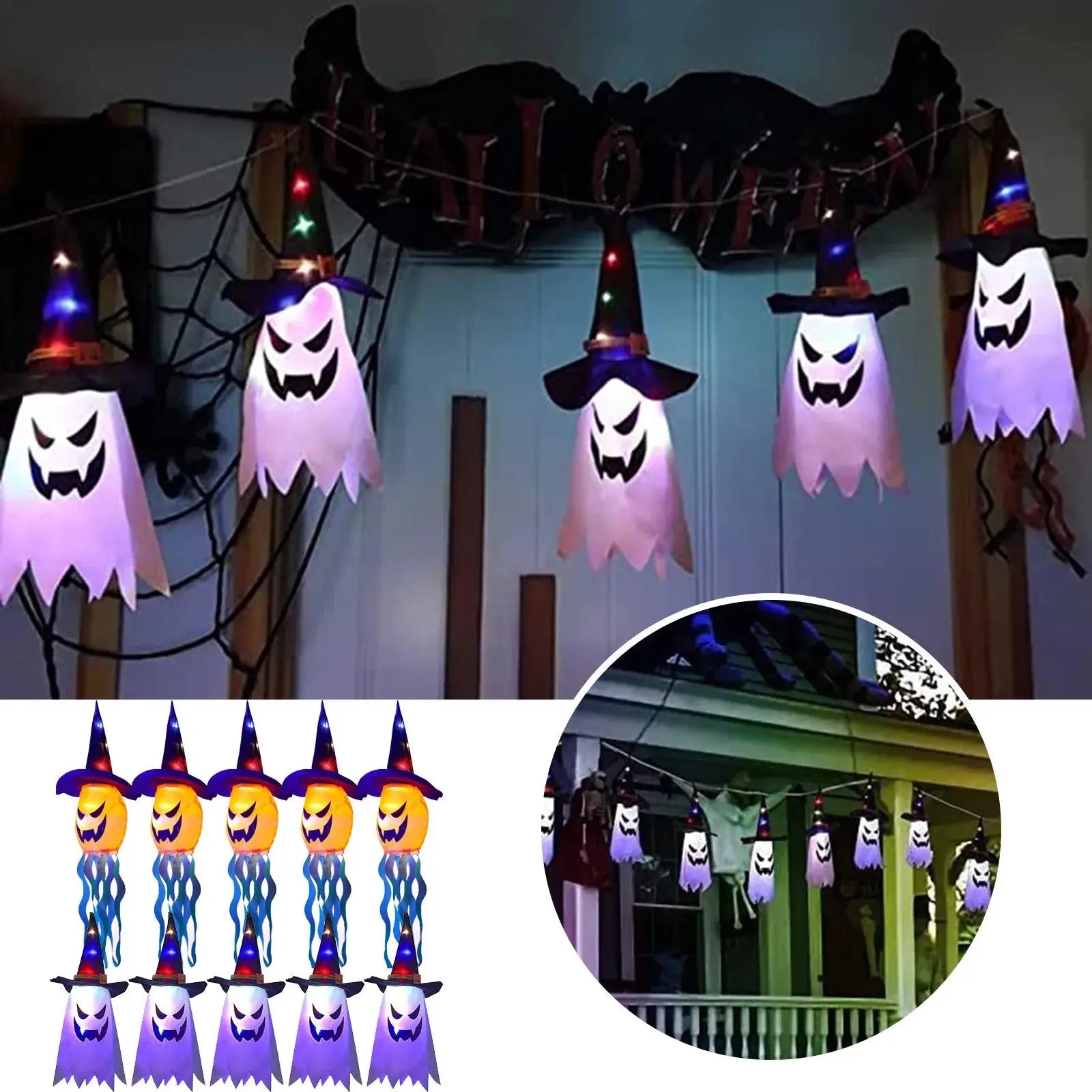 Halloween Wizard Hat Lamp Decoration Funny LED Lamp Halloween Atmosphere Indoor Outdoor Garden Party Home Decoration Supplies Suncollections