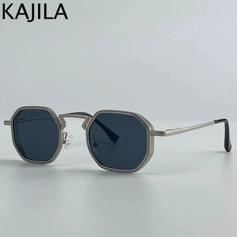 Small Frame Hexason Steampunk Sunglasses Men 2025 Luxury Brand Vintage Punk Eyewear Classic Polygon Metal Sun Glasses Male UV400 - Suncollections