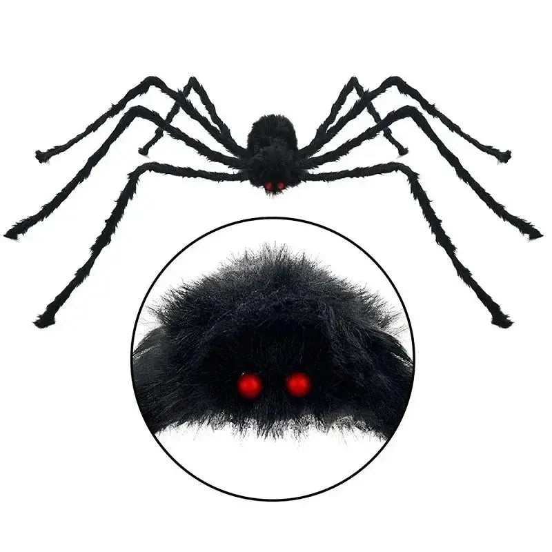 Halloween Big Plush Spider Horror Halloween Decoration Party Prop Outdoor Giant Spider Decor 30-200cm Chamber Prank Black Spider Suncollections