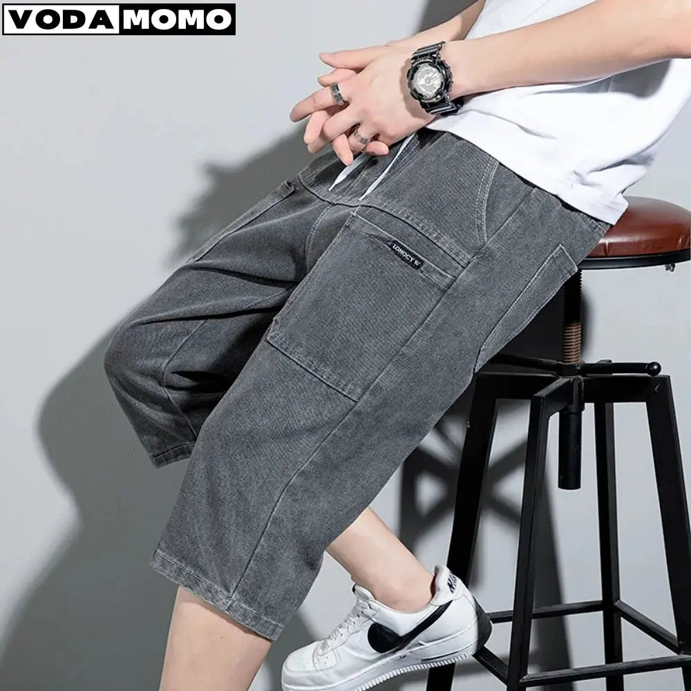 new Mens Summer Denim Short Men Jeans Fashion Streetwear Hip Hop Long 3/4 Capri Cargo Shorts bermuda masculina ropa hombre Suncollections