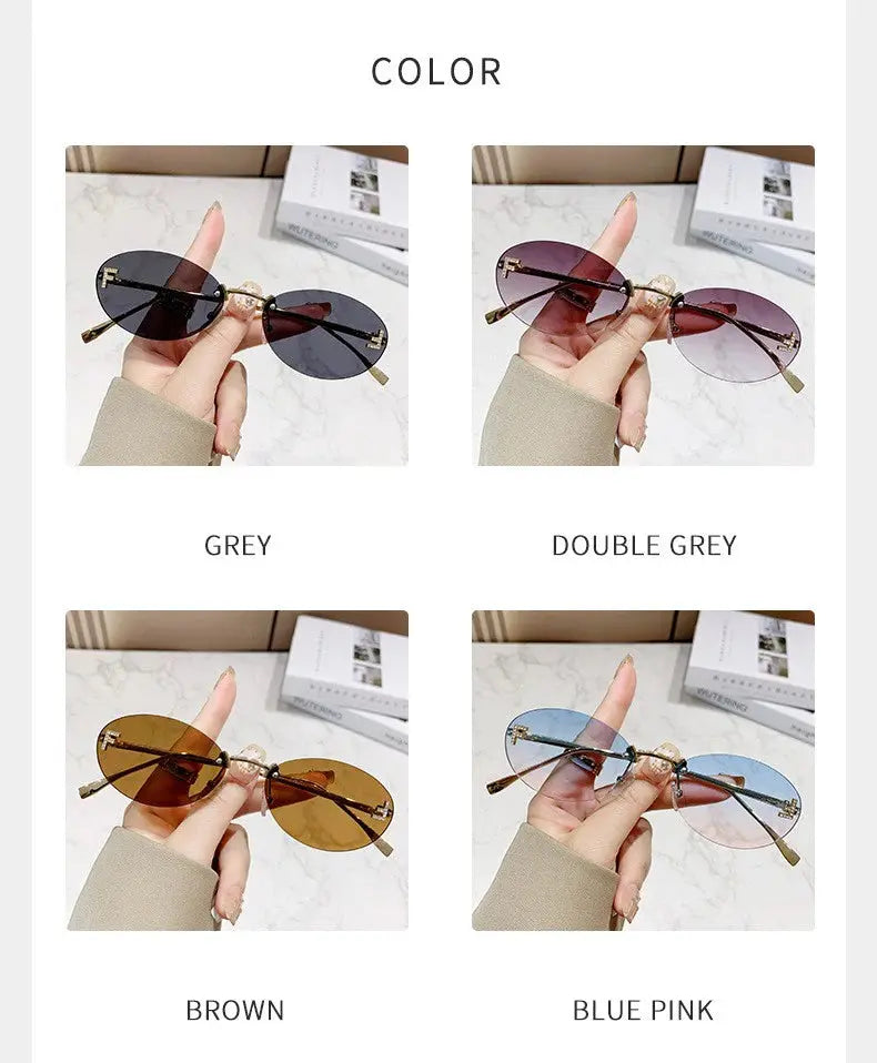 Elegant Diamond Oval Sunglasses Male Letter "F" Rimless Sunglasses  car sunglasses 90902 - Suncollections