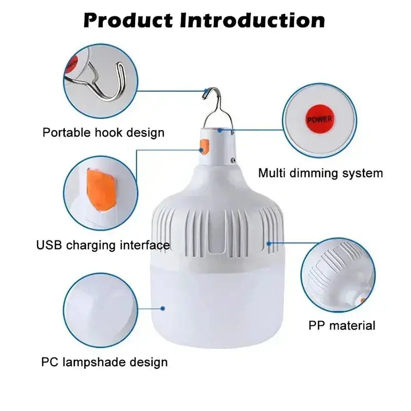 100-500W Rechargeable Portable LED Emergency Lights Outdoor Portable Lanterns Hanging Camping Energy Saving Bulb for Garden Tent - Suncollections