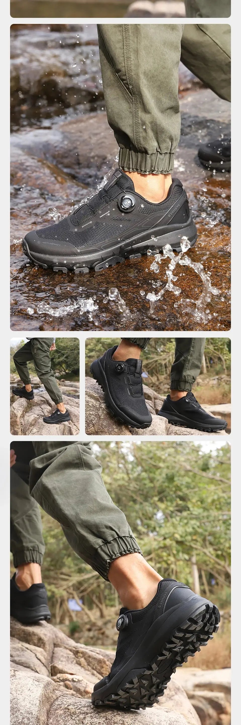 Baasploa New Men Outdoor Sneakers Mesh Breathable Rotating Button Hiking Shoes Male Comfort Rubber Sole Non-Slip Walking Shoes Suncollections