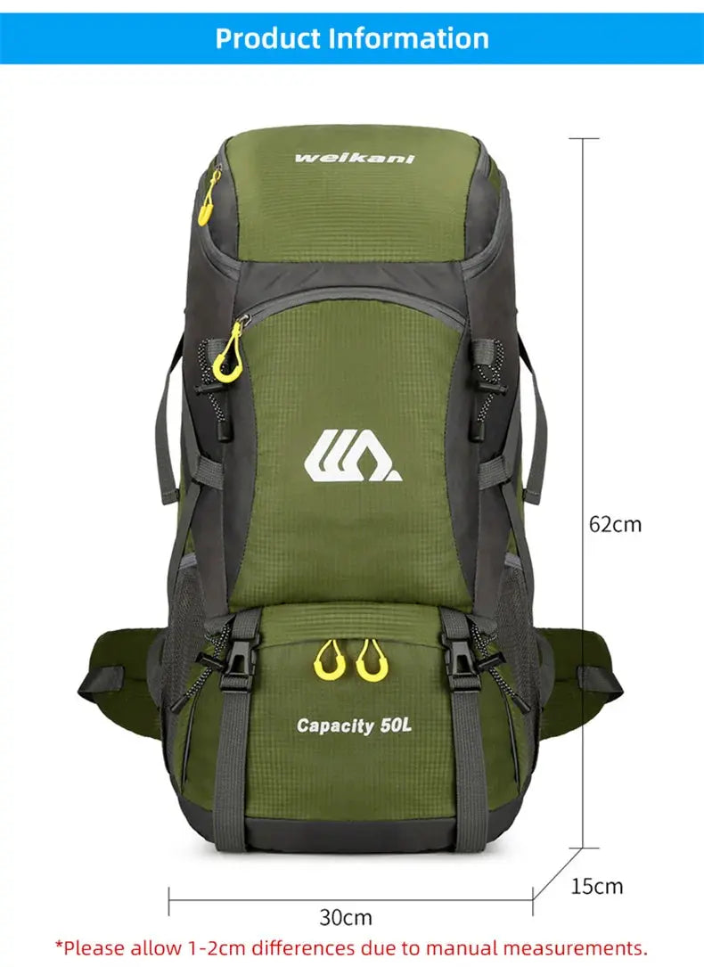 50L Travel Backpack Camping Men Large Hiking Bag Tourist Rucksack Waterproof Outdoor Sports Climbing Mountaineering Bag Luggage - Suncollections