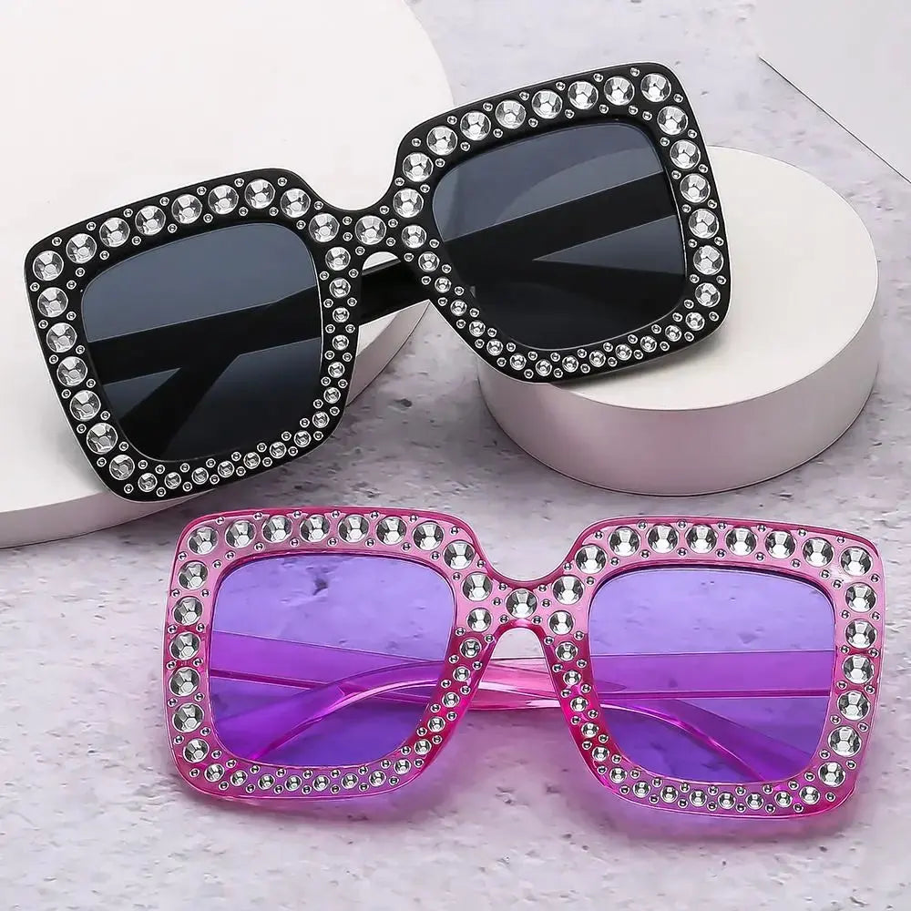 Luxury Children Fashion Sunglasses For Boys Girls Kids Sparkling Rhinestone Stylish Goggles Square Sun Glasses Decorative UV400 - Suncollections